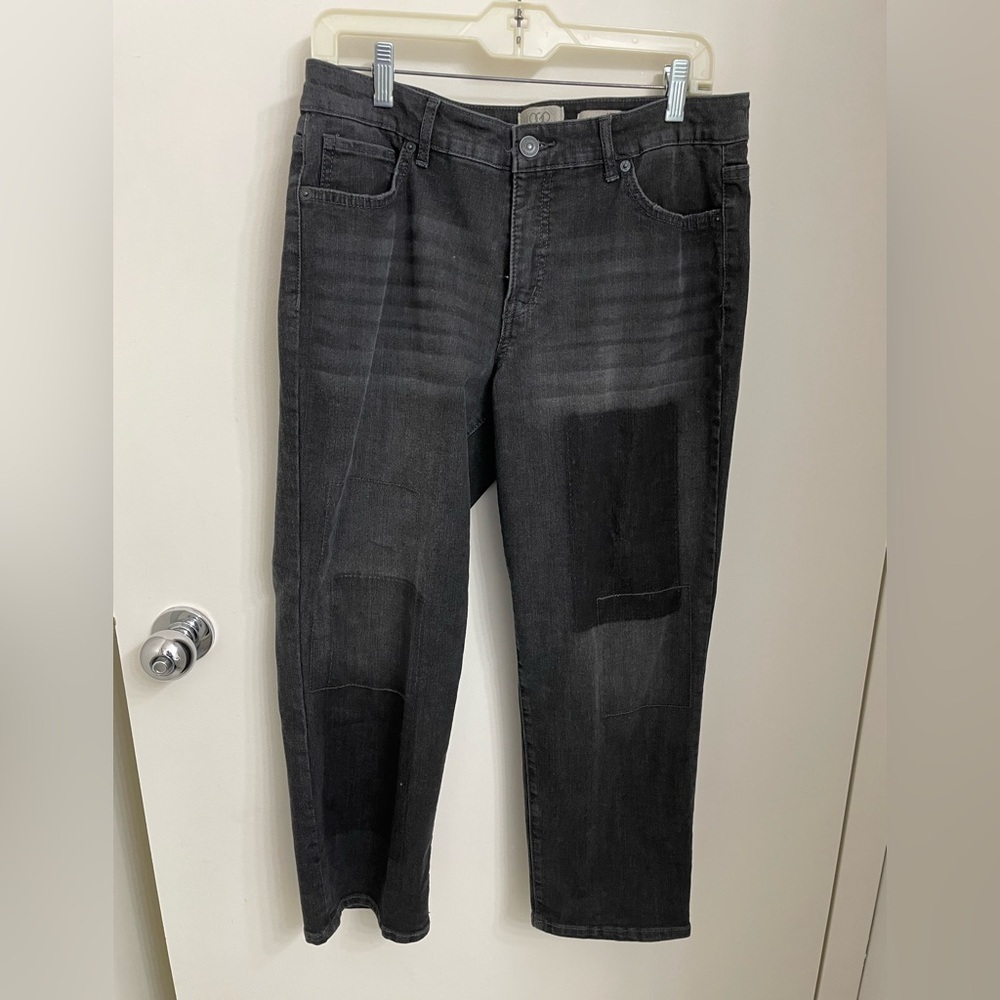 Logo Lori Goldstein Petite Shadow Patch Boyfriend Jeans